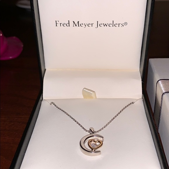 Diamond Heart & Moon Necklace - Picture 2 of 3